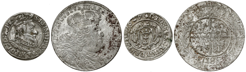 Zygmunt III Waza, Grosz Gdańsk 1627 i August III Sas, Ort Lipsk 1754, zestaw (2s...