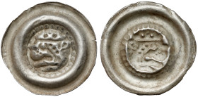 Śląsk, Brakteat szeroki - ukoronowana głowa lwa w perłowym otoku - b.rzadki R5