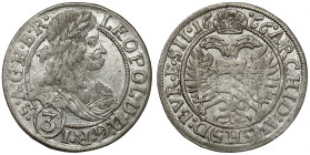 Śląsk, Leopold I, 3 krajcary 1666 SHS, Wrocław