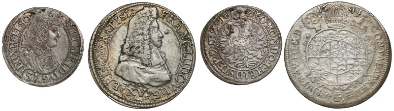 Śląsk, 3 krajcary 1674 SP, Oleśnica i 15 krajcarów 1694 LPH, Nysa, zestaw (2szt)...