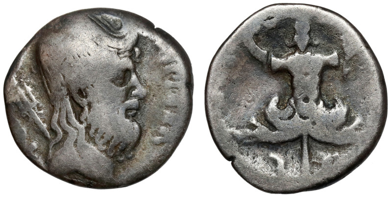 Sextus Pompeius (37-36 BC) Denarius - ex. David Hendin Obverse: head of Neptune ...