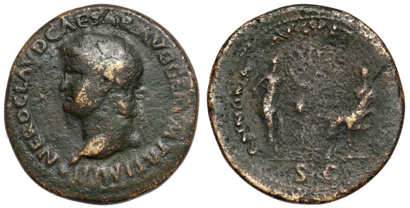 Nero (54-68 AD) Sestertius - rare Obverse: NERO CLAVDIVS CAESAR AVG GER P M TR P...