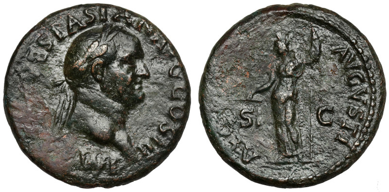 Vespasian (69-79 AD) As Obverse: IMP CAES VESPASIAN AVG COS III Laureate head ri...