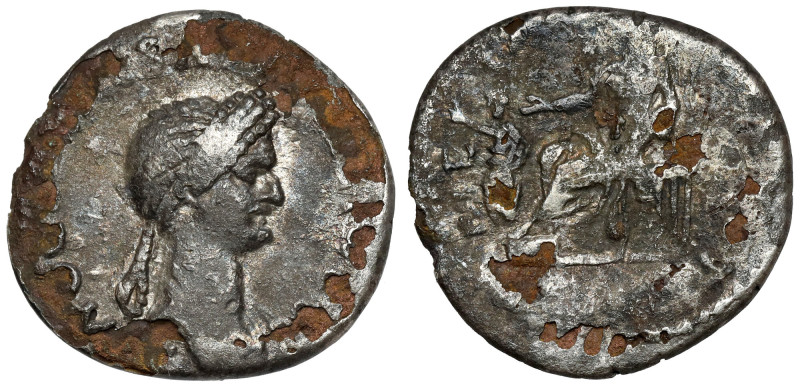 Domitia, wife of Domitian (81-96 AD) Denarius Subaerat - rare Obverse: DOMITIA A...