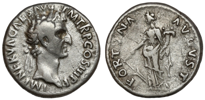 Nerva (96-98 AD) Denar Obverse: IMP NERVA CAES AVG P M TR P COS III P P&nbsp; La...