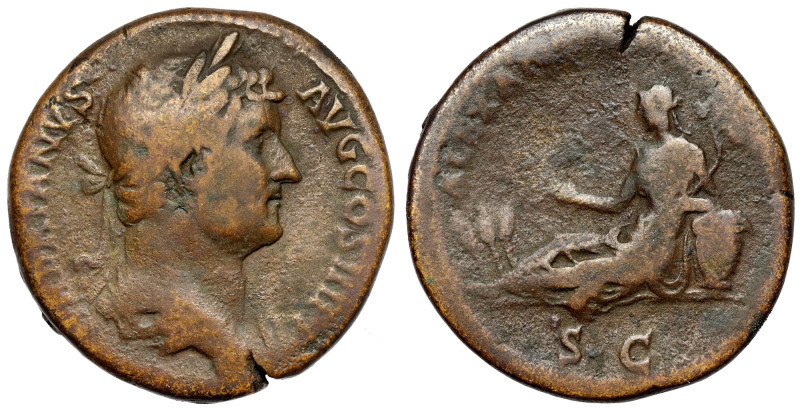 Hadrian (117-138 AD) As - travel series - Alexandria Obverse: HADRIANVS AVG COS ...