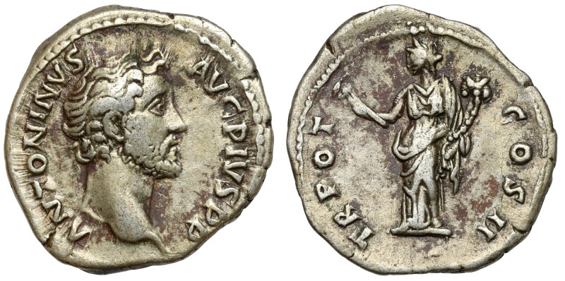 Antoninus Pius (138-161 AD) Denarius Awers: Głowa cesarza w prawo, w otoku legen...