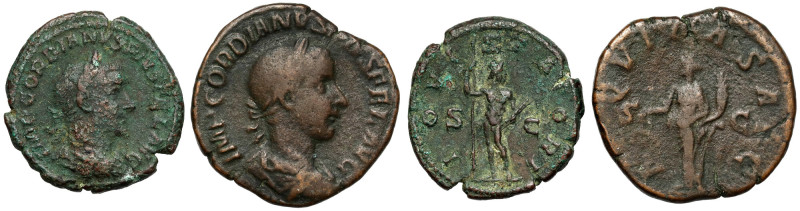 Gordian III (238-244 AD) Sestertius and As, lot (2pcs) 
Grade: VF/VF- 

ANCIE...