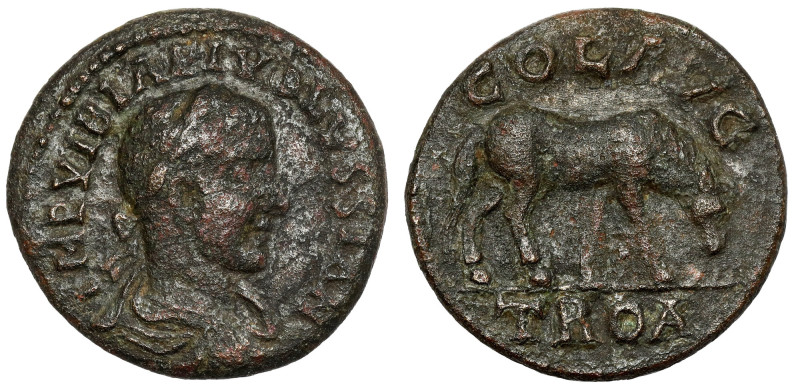 Trebonian Gallus (251-253 AD) AE20, Alexandria, Troas Obverse: Laureate, cuirass...