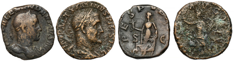 Alexander Sever and Maximinus Thrax, Sestertius, lot (2pcs) 
Grade: F-VF 

AN...