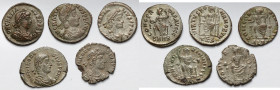 Silvered follis, includes SILIQUA, lot (5pcs)