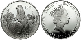 Wyspy Dziewicze, Elżbieta II, 25 dolarów 1993 - Niedźwiedź