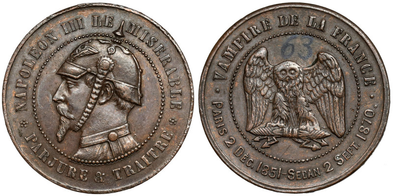 France, Napoleon III, Medal 1870 - satirizing the defeat at Sedan / Vampire de l...