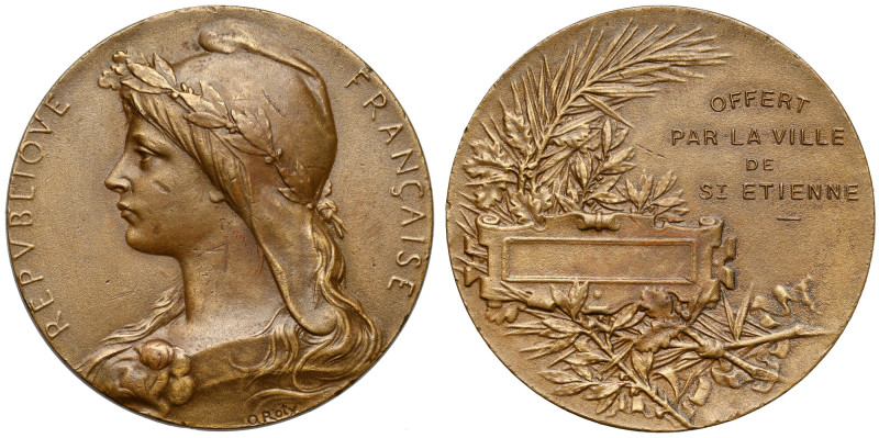 France, Medal - Offert par la Ville de St. Etienne Brąz, średnica 50 mm, waga 50...