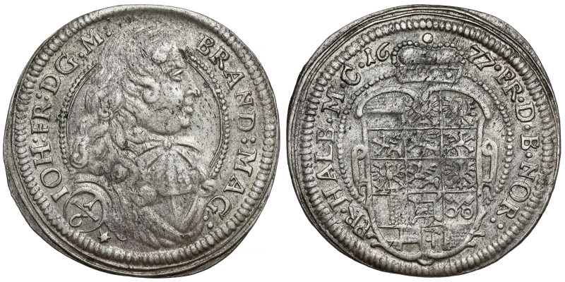 Brandenburg-Ansbach, Johann Friedrich, 1/6 taler 1677 
Grade: XF 

EUROPE WOR...