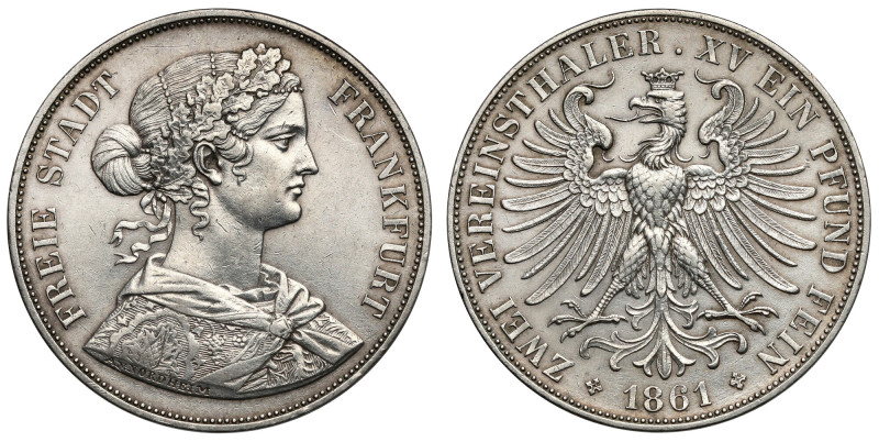 Frankfurt, 2 vereinsthaler 1861 
Grade: VF-XF 

EUROPE WORLD COINS - GERMANY