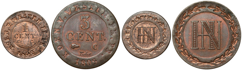 Westfalen, 1-3 centime 1809, Satz (2Stk) 
Grade: XF+ 

EUROPE WORLD COINS - G...