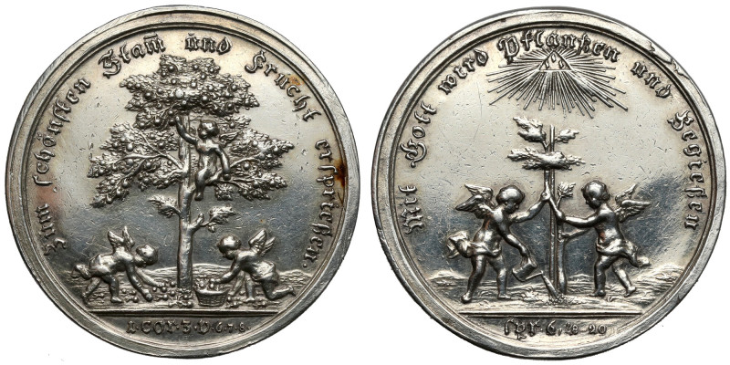 Germany, Silver religious medal, XVIII-XIX century Silver, diameter 37 mm, weigh...