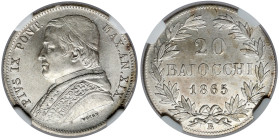 Vatican, Pio IX, 20 baiocchi 1865-R