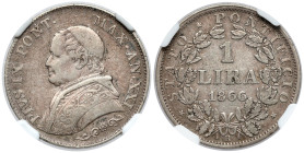 Vatican, Pio IX, 1 lira 1866-R