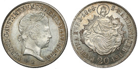 Hungary, Ferdinand I, 20 kreuzer 1848-B