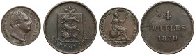 England and Guernsey, lot od 2 bronze coins