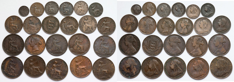 England, 1/3 farthing - 1 penny 1863-1901, lot (22pcs) 
Grade: F-VF+ 

EUROPE...