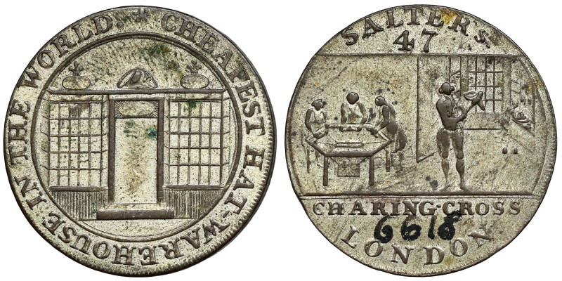 England, Jeton / 1/2 penny 1792 - Salter's 47 Number written in ink on the obver...