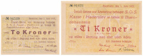 Denmark, Haderslev, 2 & 10 Kroner 1927 (2pcs)