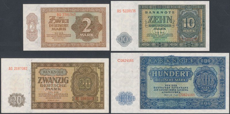 Germany, DDR 2 - 100 Mark 1948 (4pcs) 100 mk st.1-; pozostałe banknoty st.1 

...