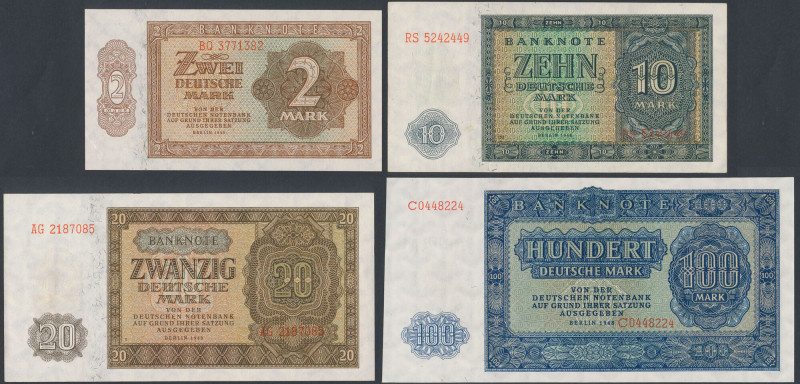 Germany, DDR 2 - 100 Mark 1948 (4pcs) 10 mk st.1-; pozostałe st.1/1- 

Grade: ...