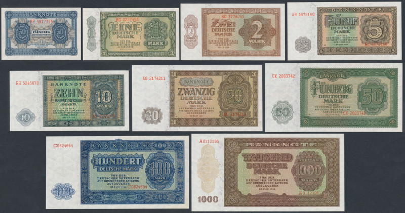 Germany, DDR 50 pfg - 1.000 mk 1948 (9pcs) Reference: Rosenberg 339-347, Pick 8-...