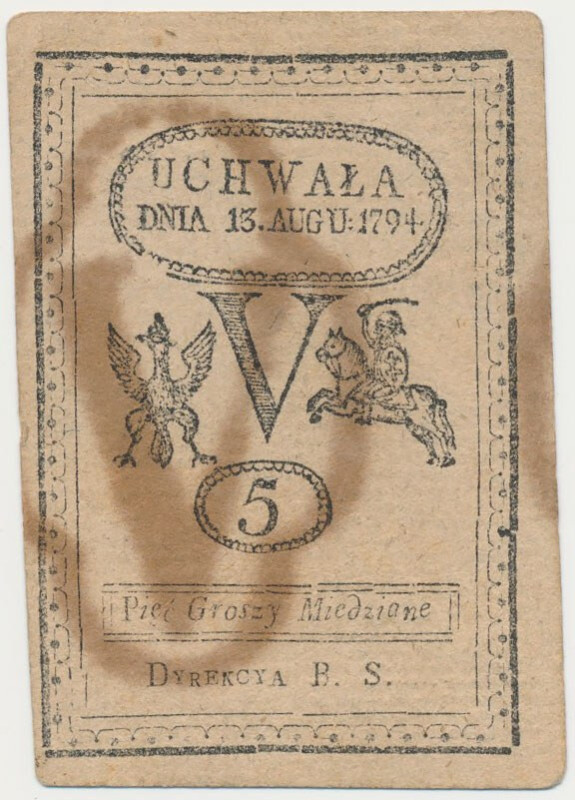 5 groszy 1794 Ładny. Bardzo mocno wysycony znak zabezpieczający.&nbsp; Reference...