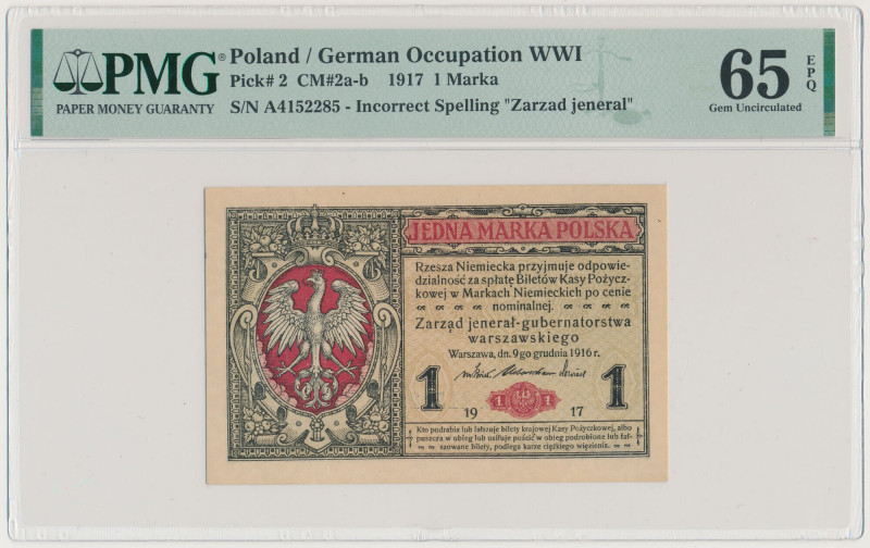 1 mkp 1916 jenerał - A Reference: Miłczak 2a
Grade: PMG 65 EPQ 

POLAND POLEN...