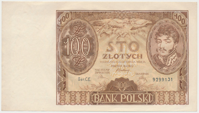 100 złotych 1934 - kropka między literami serii Reference: Miłczak 74c
Grade: U...