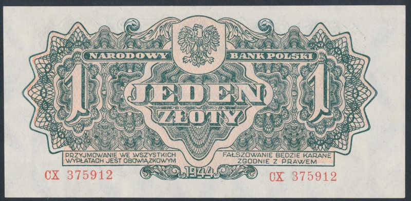 1 złoty 1944 ...owym - CX Reference: Miłczak 105a
Grade: UNC