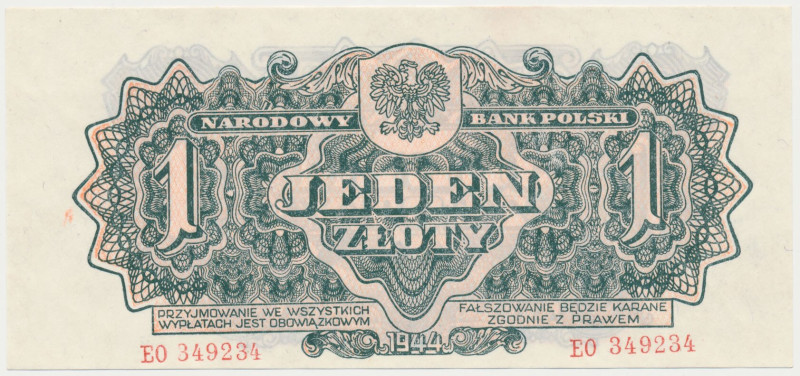 1 złoty 1944 ...owym - EO Reference: Miłczak 105a
Grade: UNC