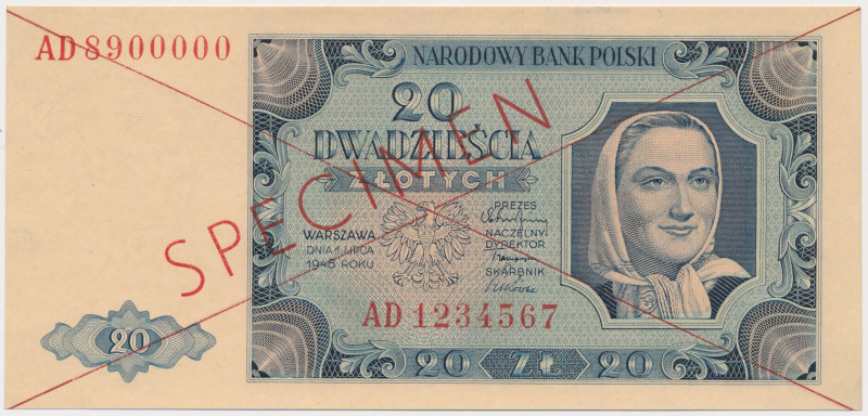 20 złotych 1948 - SPECIMEN - AD Reference: Miłczak 137Wb
Grade: UNC