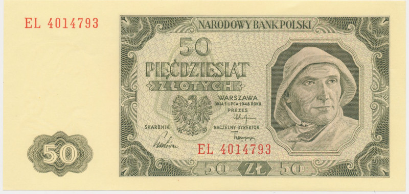 50 złotych 1948 - EL Reference: Miłczak 138hh
Grade: UNC/AU