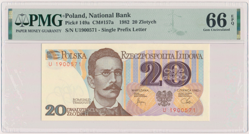 20 złotych 1982 - U Reference: Miłczak 157a
Grade: PMG 66 EPQ