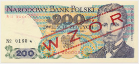 200 zł 1982 - WZÓR - BU 0000000 - No.0160