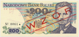 200 zł 1986 - WZÓR - CR 0000000 - No.0064