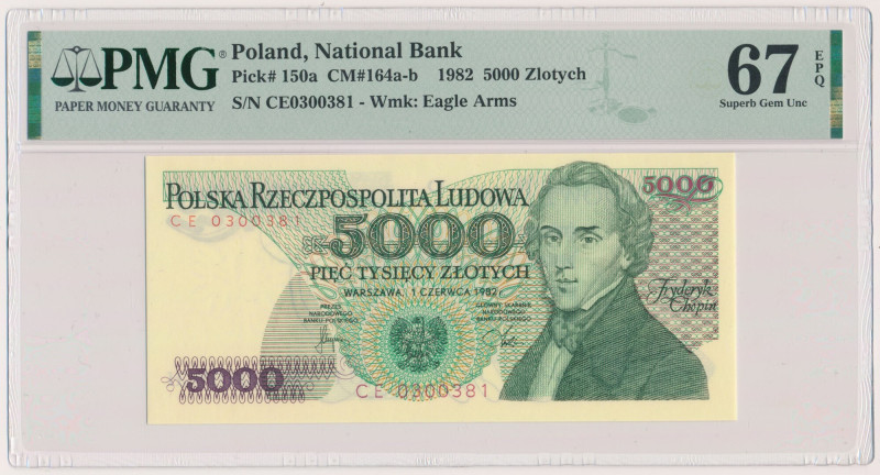 5.000 złotych 1982 - CE Reference: Miłczak 164b
Grade: PMG 67 EPQ