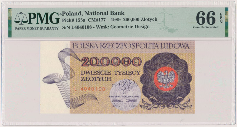 200.000 złotych 1989 - L Reference: Miłczak 177
Grade: PMG 66 EPQ