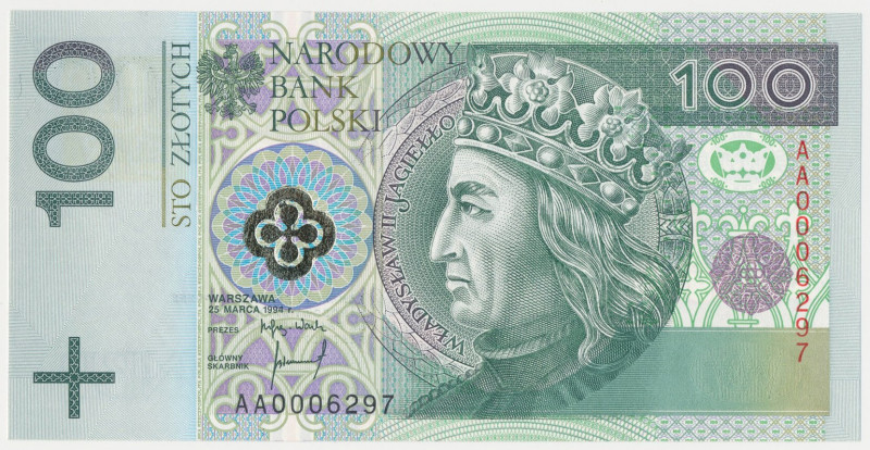 100 złotych 1994 - AA Reference: Miłczak 199a
Grade: UNC