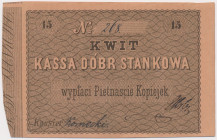 Stanków, Emeryk Hutten-Czapski, bon na 15 kopiejek (XIXw.)