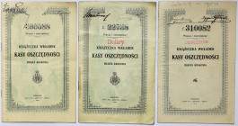 Kraków, Książeczka Wkładek Kasy Oszczędności - zestaw (3szt)