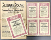 Premiowa Poż. Odbudowy Kraju 1946 - Obligacje i Dziennik Polski z artykułem o pożyczce
