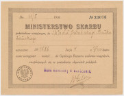 Ministerstwo Skarbu, pokwitowanie z 1918 roku