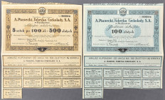 A. Piasecki Fabryka Czekolady, 100 zł i 5x 100 zł 1933 (2szt)